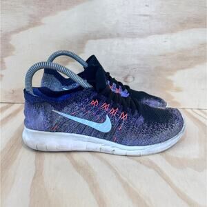 Nike - Free RN Flyknit - Running Shoes - Black/Purple - Women's - 7 - 880844-005